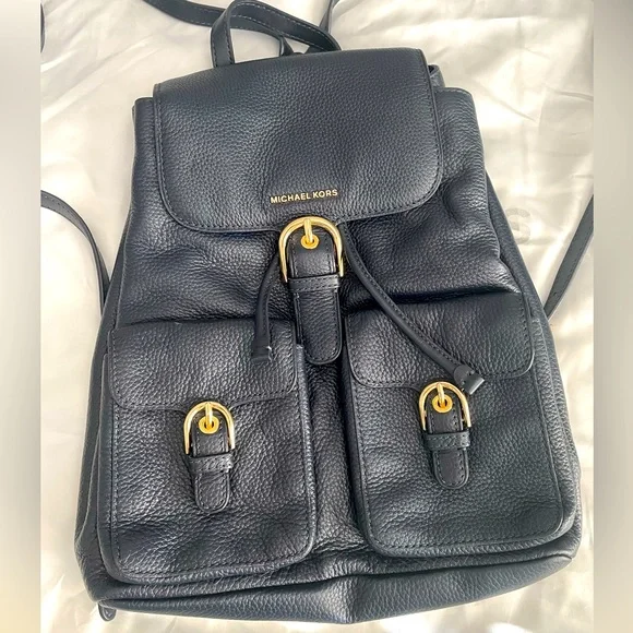 Michael Kors Large Flap Leather Backpack Michael Kors Cooper Black LG Flap Backpack Leather - New w  main image 3